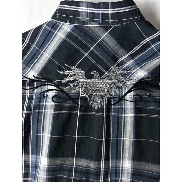 Eighty Eight Platinum Mens‎ Large black Plaid long Sleeve Button Up Embroidered - Picture 11 of 11